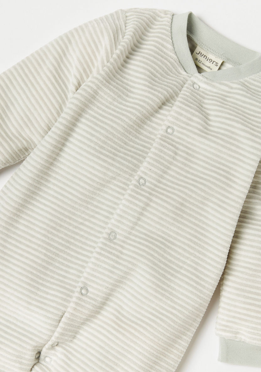 Juniors Striped Closed Feet Sleepsuit with Long Sleeves-Sleepsuits-image-1