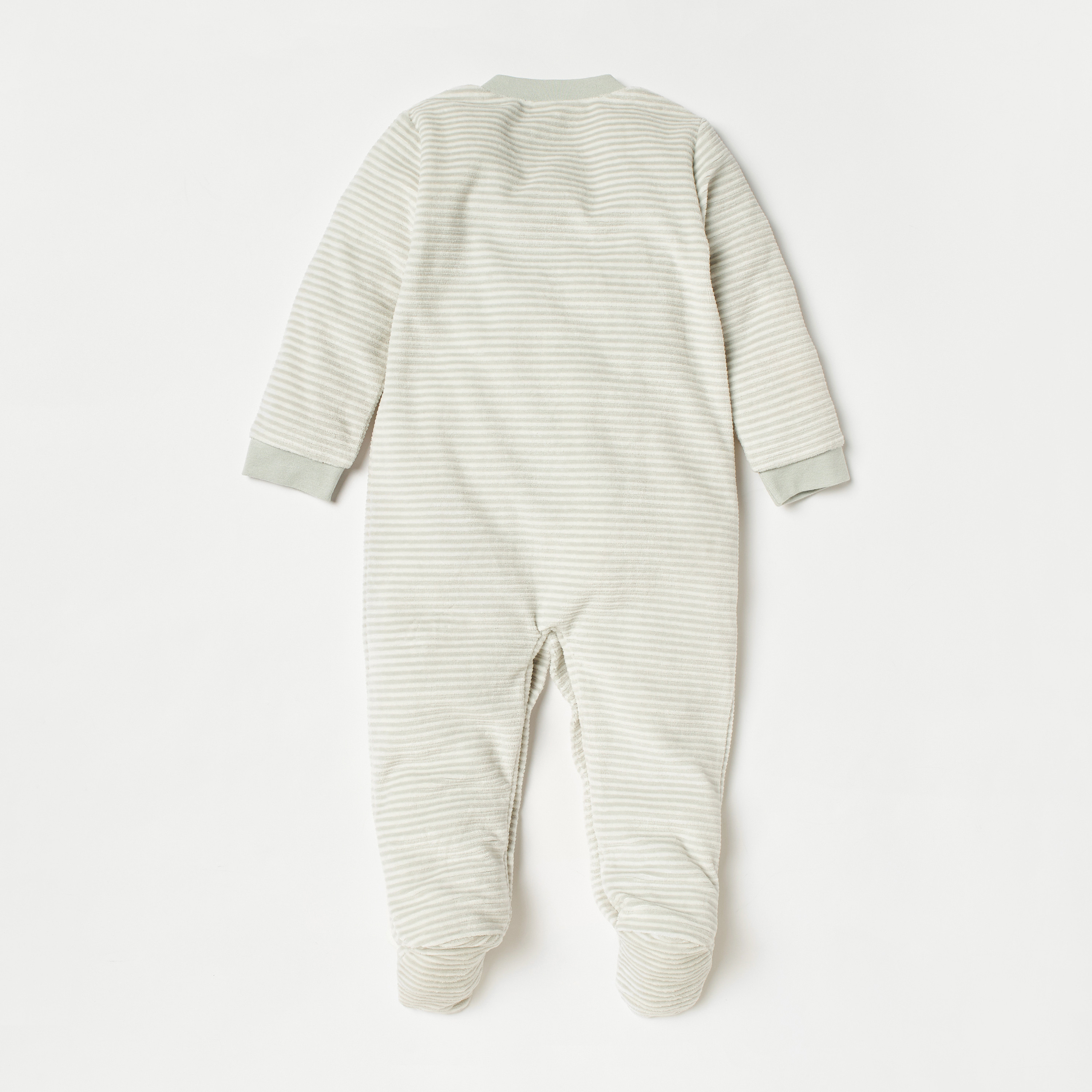Juniors Striped Closed Feet Sleepsuit with Long Sleeves-baby-girls-clothing-nightwear-sleepsuits-image-3