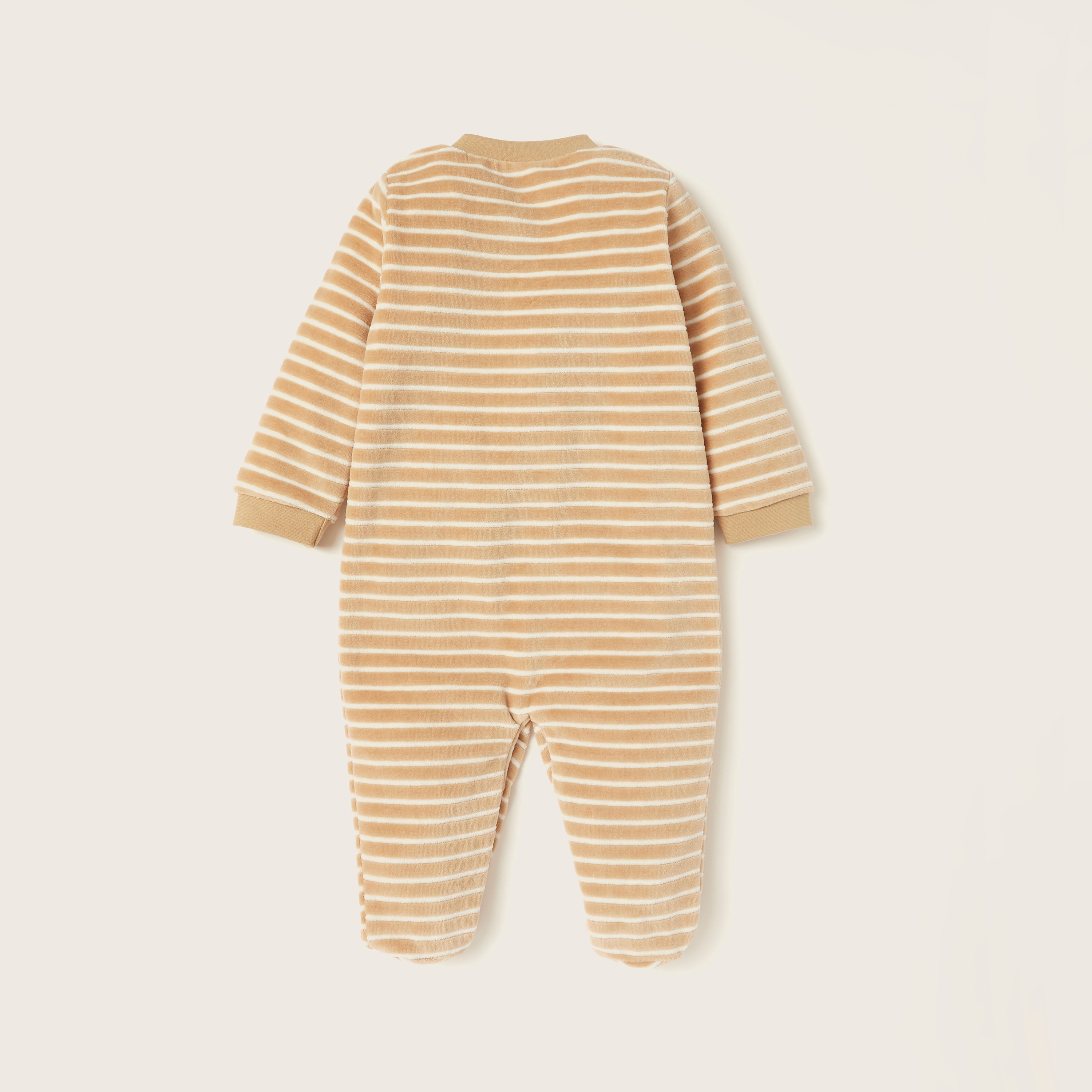 طقم نوم مخطط بأقدام مغلقة وأكمام طويلة من جونيورز-baby-girls-clothing-nightwear-sleepsuits-image-4