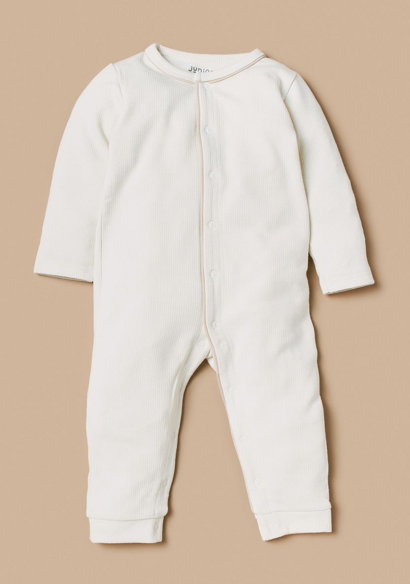 Juniors Textured Sleepsuit with Long Sleeves-Sleepsuits-image-0