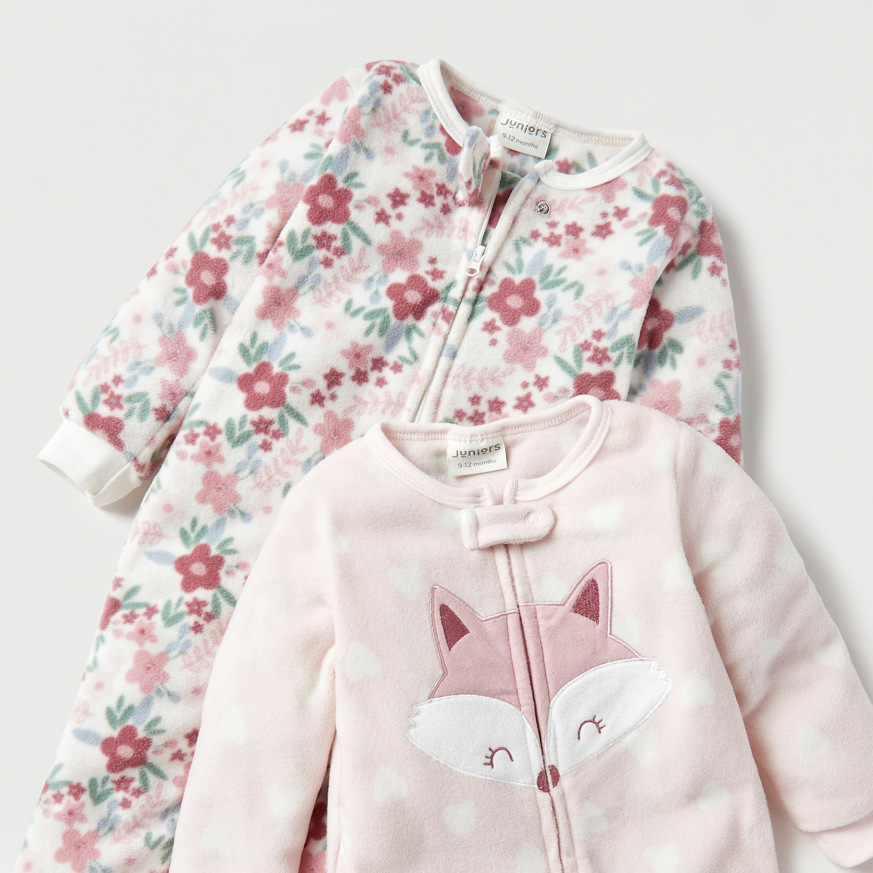 Juniors Textured Closed Feet Sleepsuit - Set of 2-baby-girls-clothing-nightwear-sleepsuits-image-3