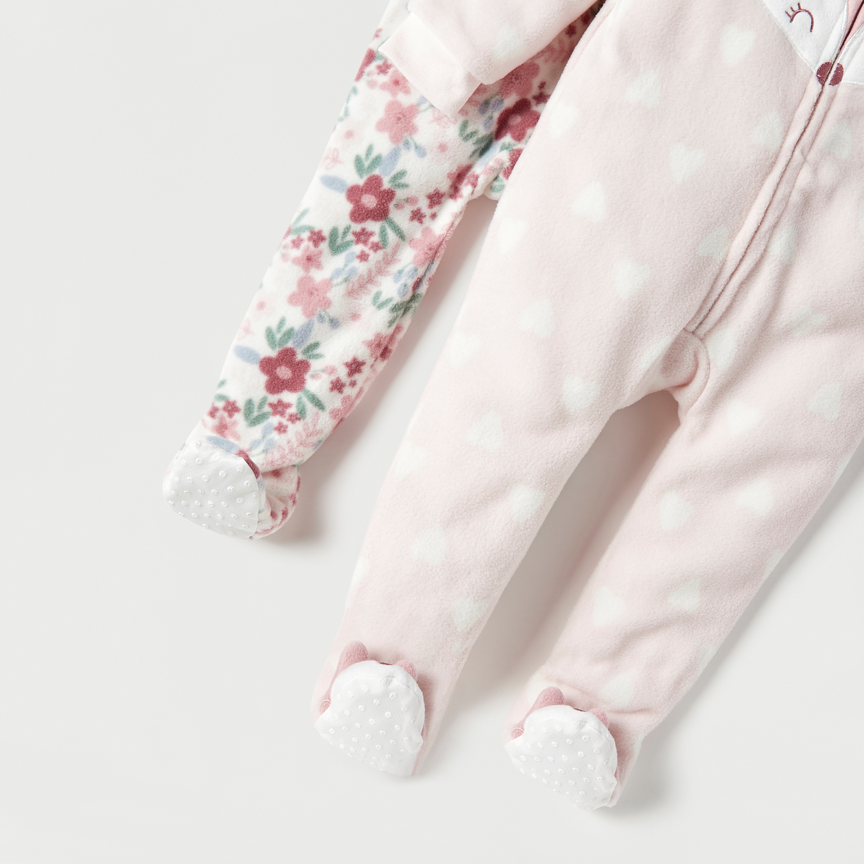 Juniors Textured Closed Feet Sleepsuit - Set of 2-baby-girls-clothing-nightwear-sleepsuits-image-4