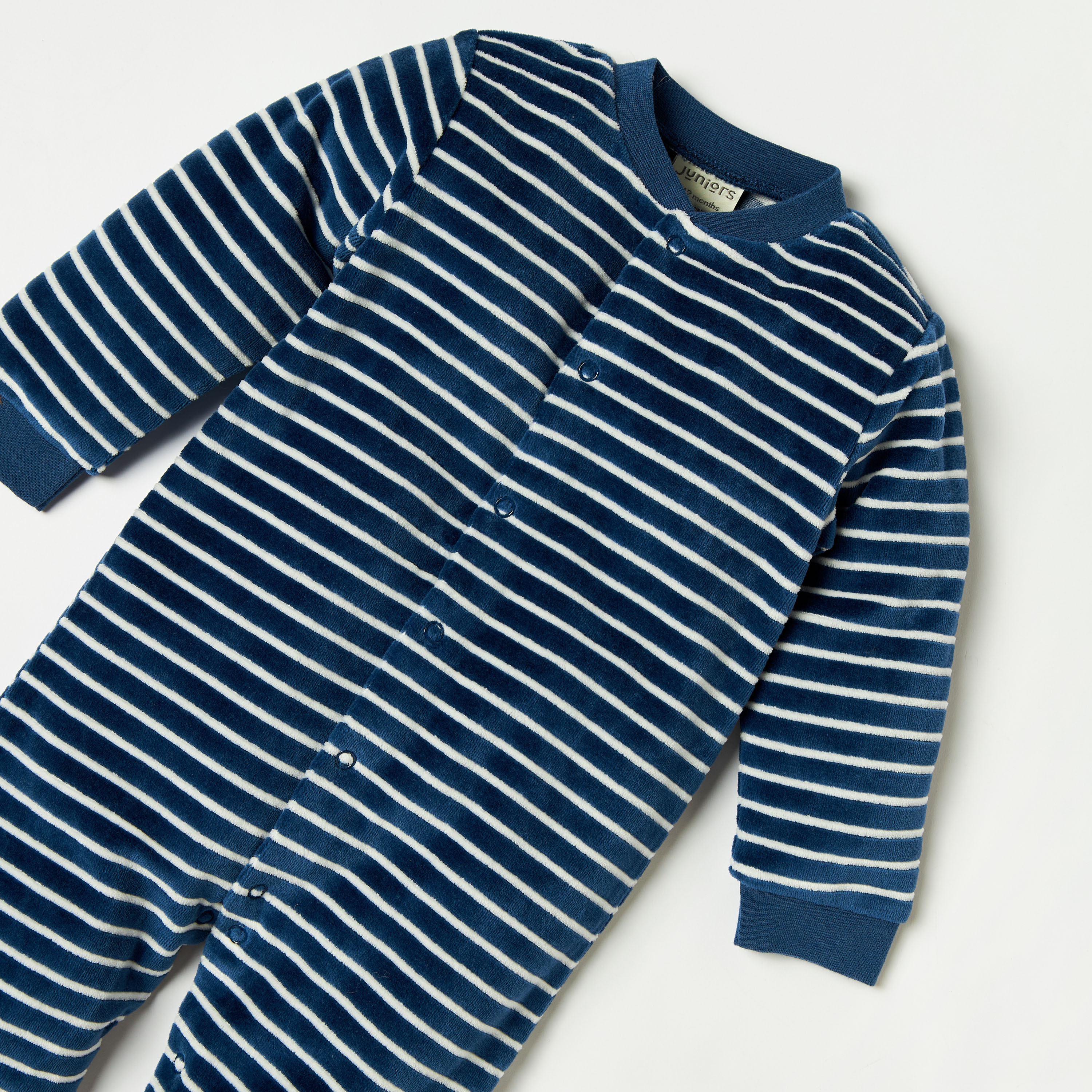 Juniors Striped Sleepsuit with Long Sleeves-baby-boys-clothing-nightwear-sleepsuits-image-2