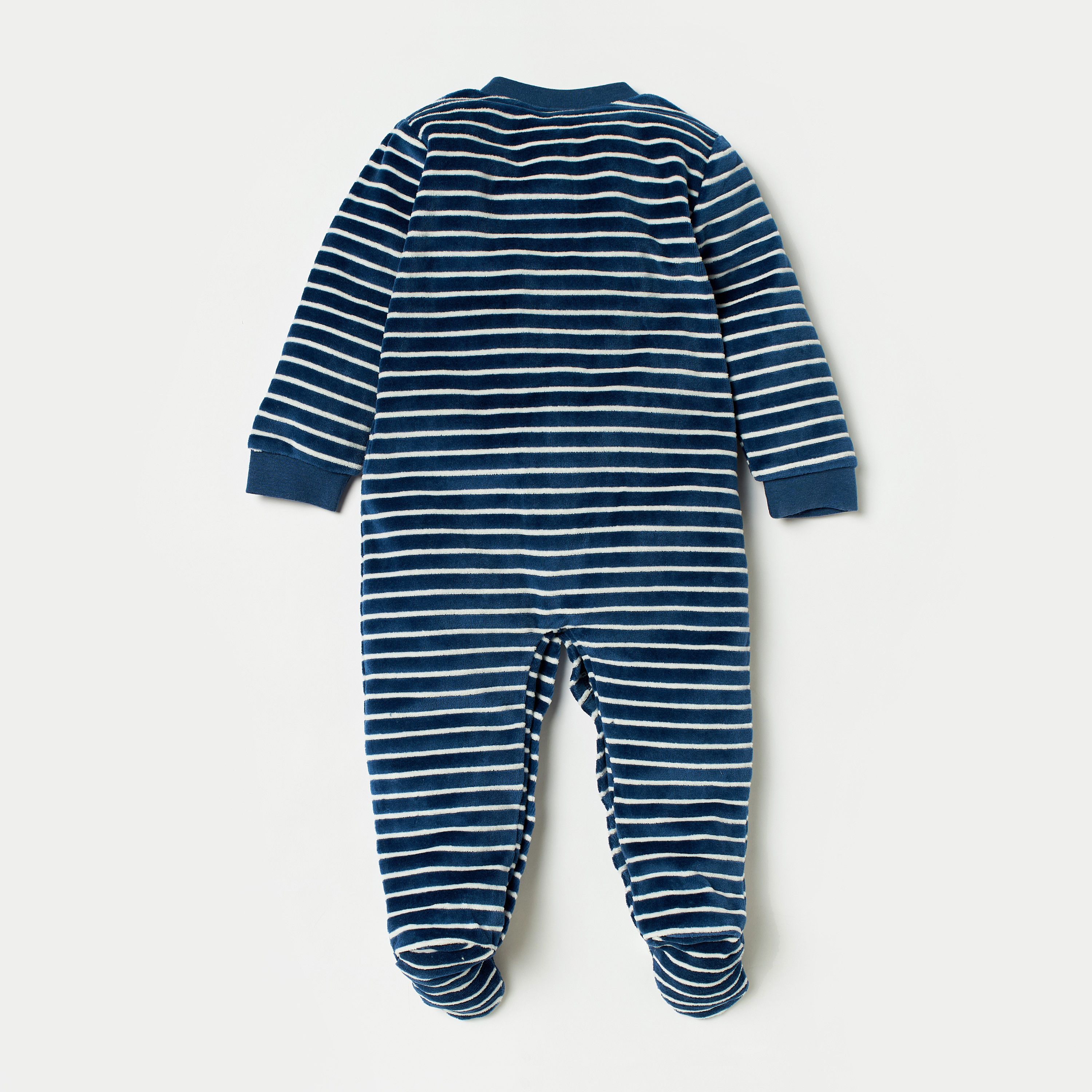 Juniors Striped Sleepsuit with Long Sleeves-baby-boys-clothing-nightwear-sleepsuits-image-3