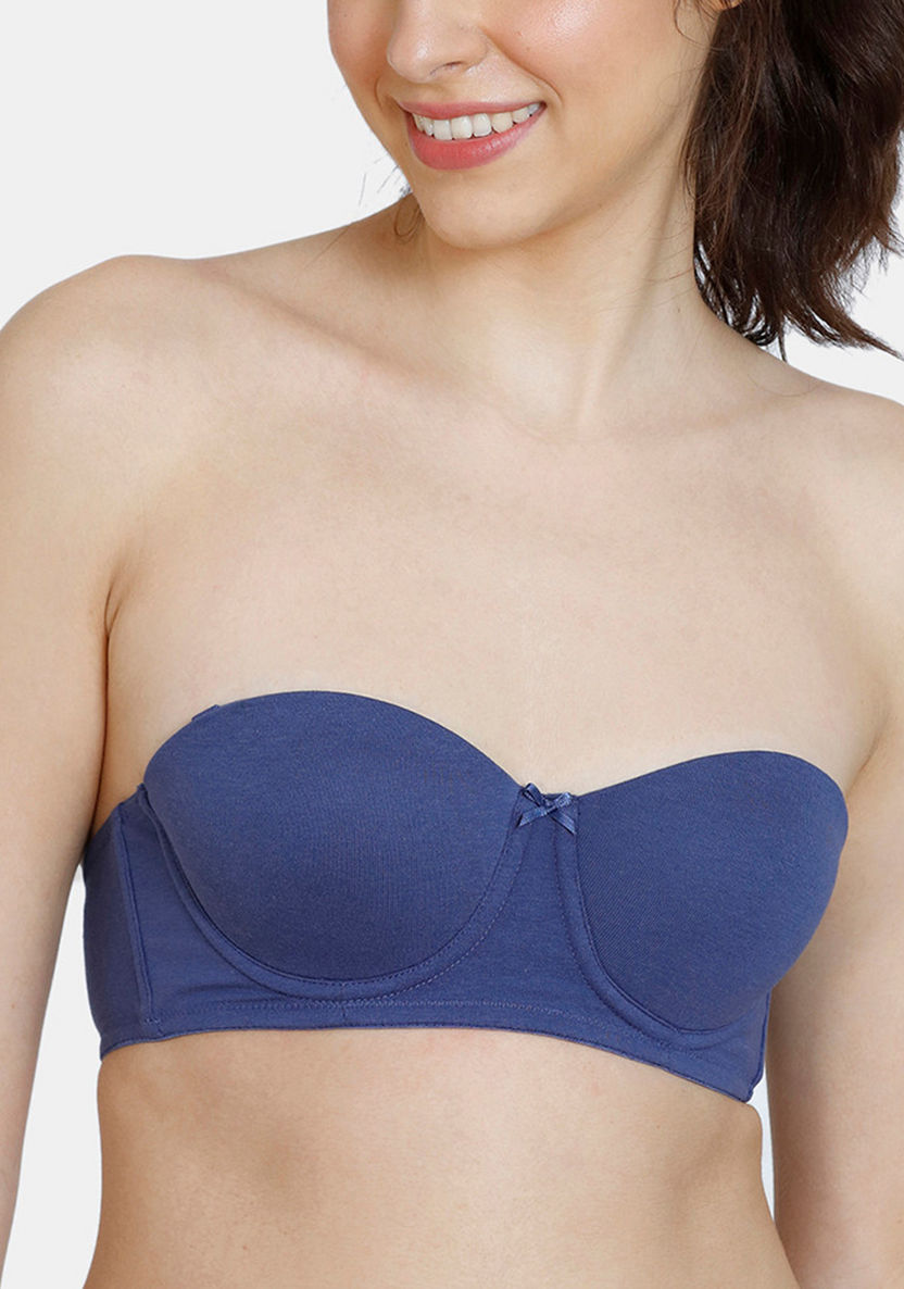 Zivame Blue Solid Padded Wired 3/4th Coverage Multiway Bra
