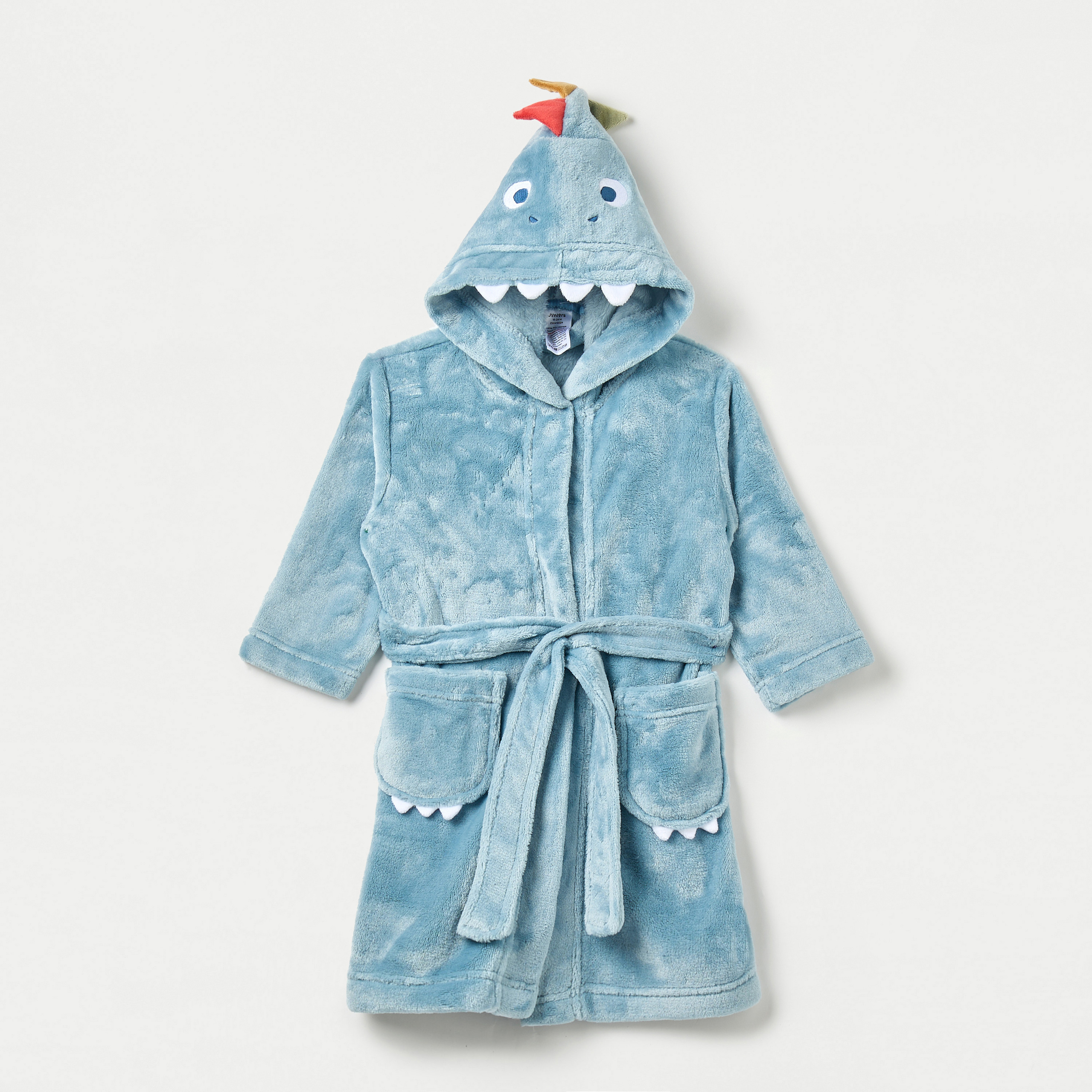 Juniors Dinosaur Hooded Bathrobe with Belt and Pockets-baby-bathandcare-towels-image-1