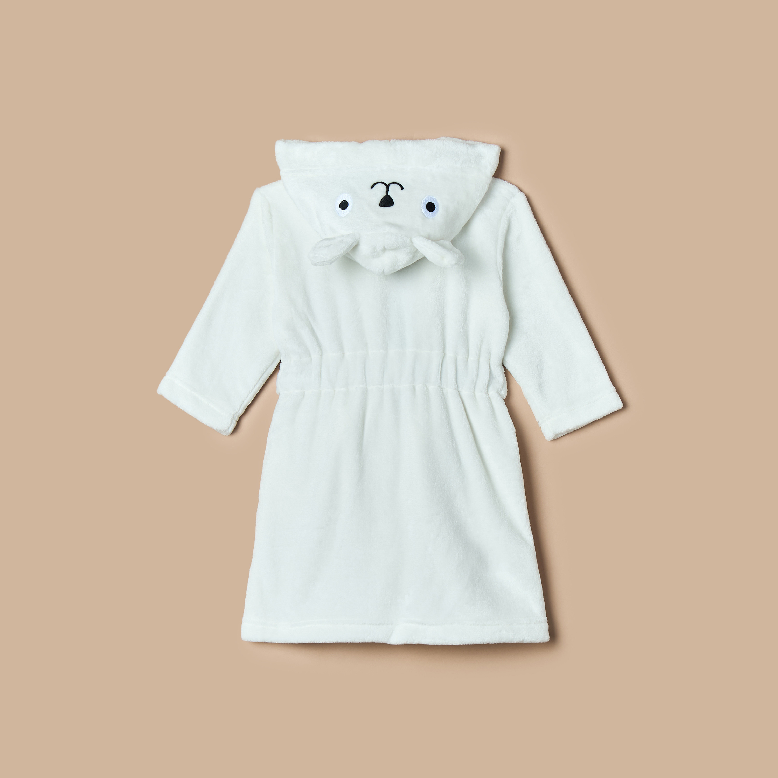 Juniors Bear Hooded Bathrobe with Belt and Pockets-baby-bathandcare-towels-image-2