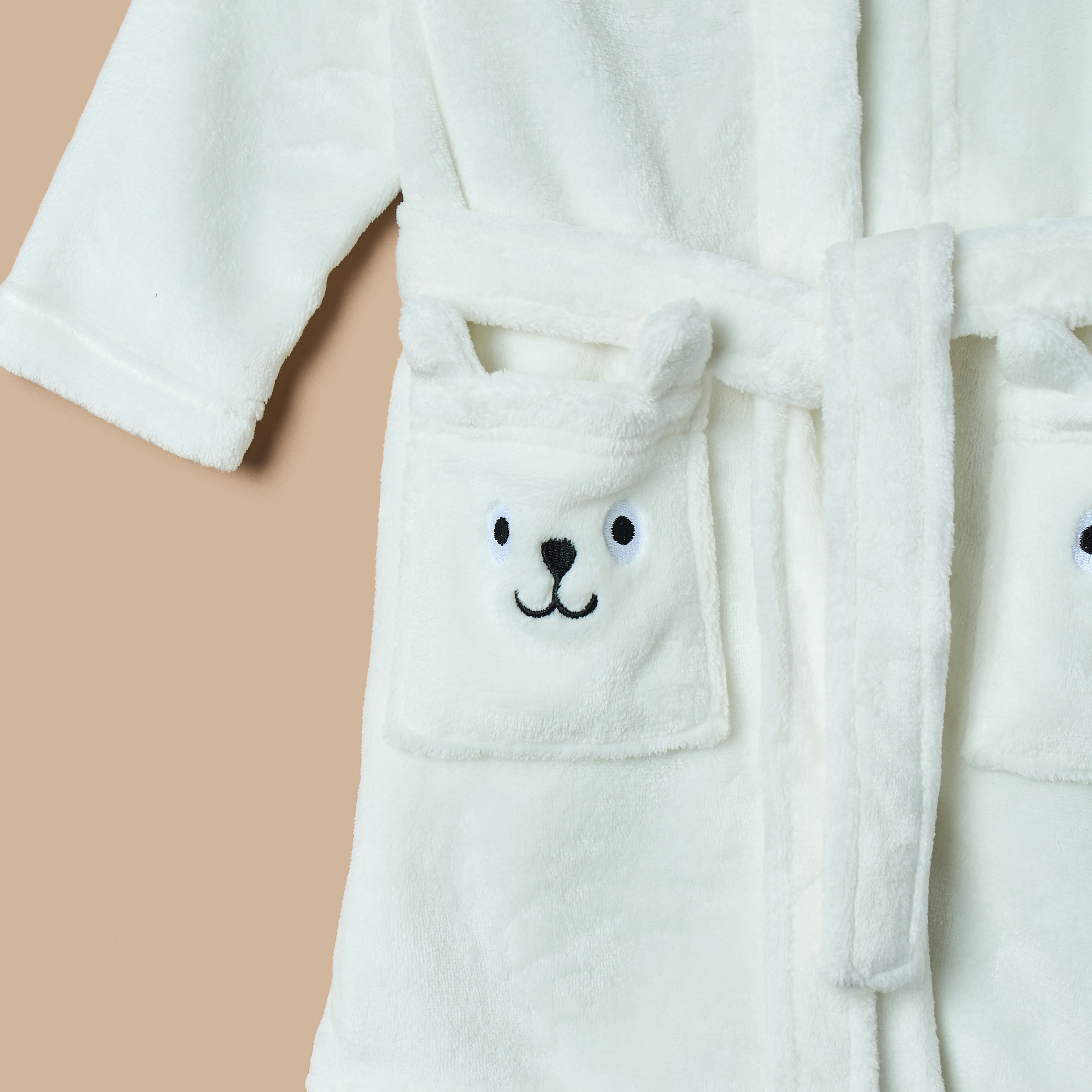 Juniors Bear Hooded Bathrobe with Belt and Pockets-baby-bathandcare-towels-image-5