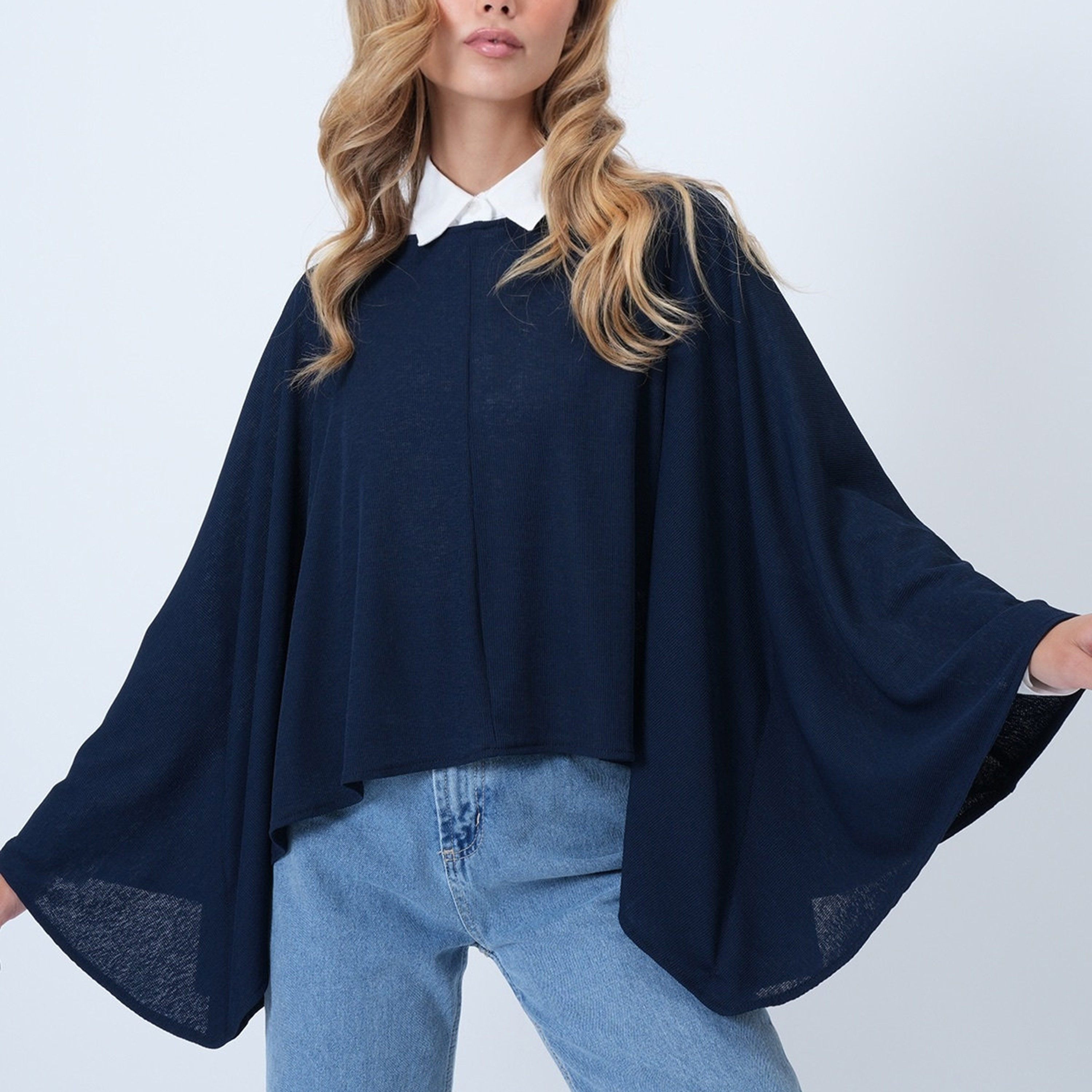 تريند ألاجاتي ستايل توب نسائي أزرق بأضلاع وأكمام خفاشية بستايل كاب-women-clothing-shirtsandblouses-blouses-image-4