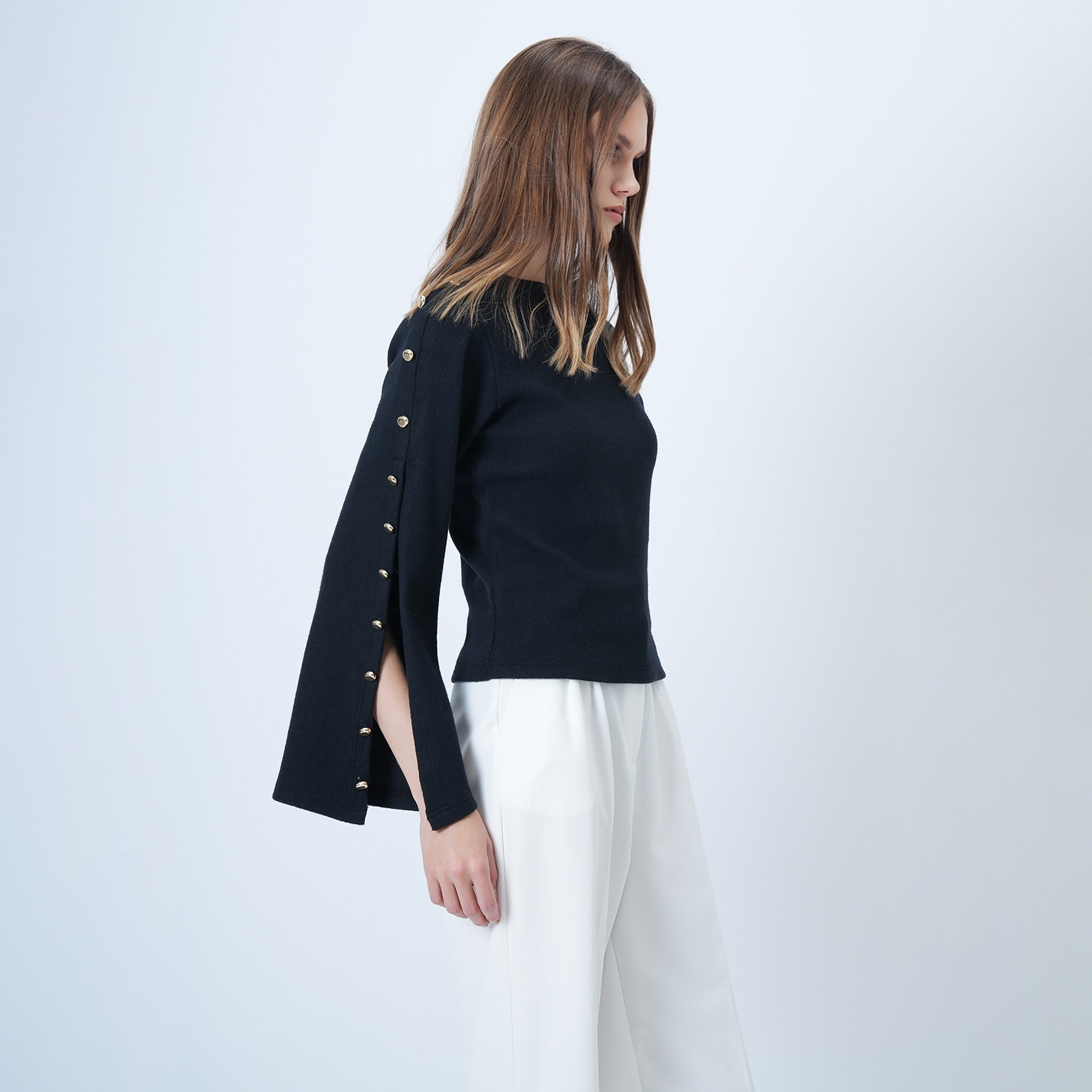 تريند ألاجاتي ستايل توب نسائي أسود بأضلاع وأكمام متسعة-women-clothing-shirtsandblouses-blouses-image-2
