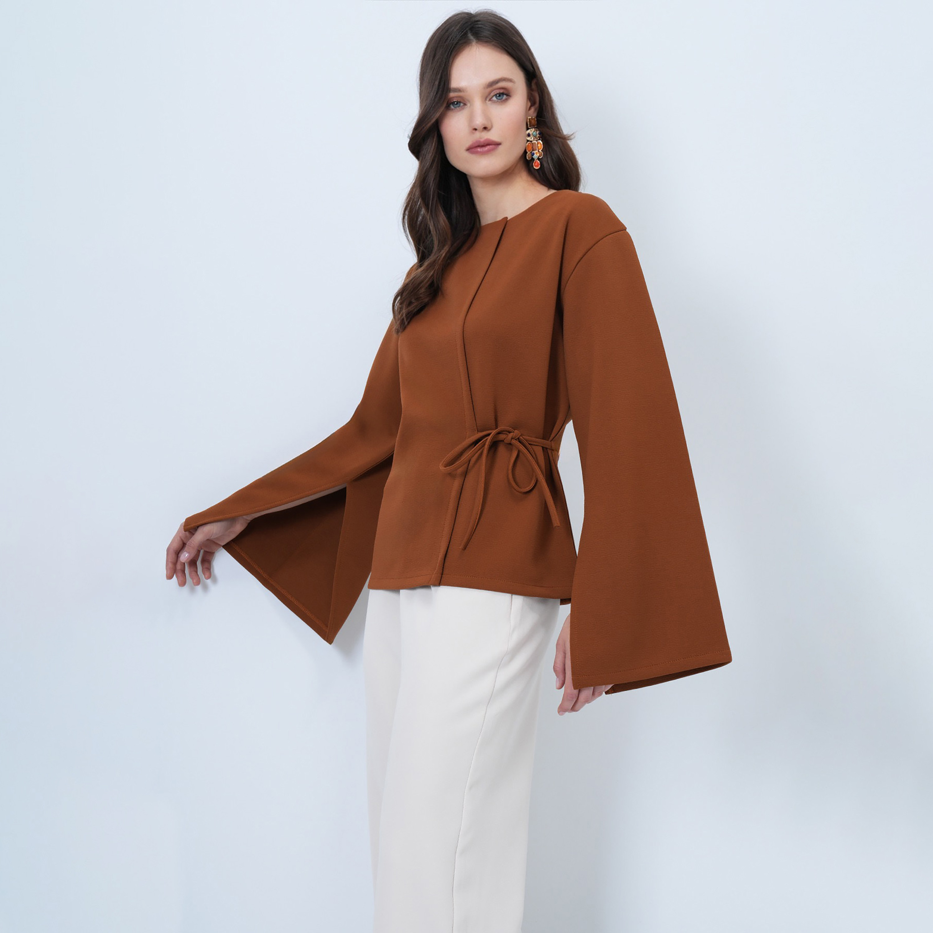 تريند ألاجاتي ستايل توب نسائي بنسيج محبّك وأكمام متسعة-women-clothing-shirtsandblouses-blouses-image-2